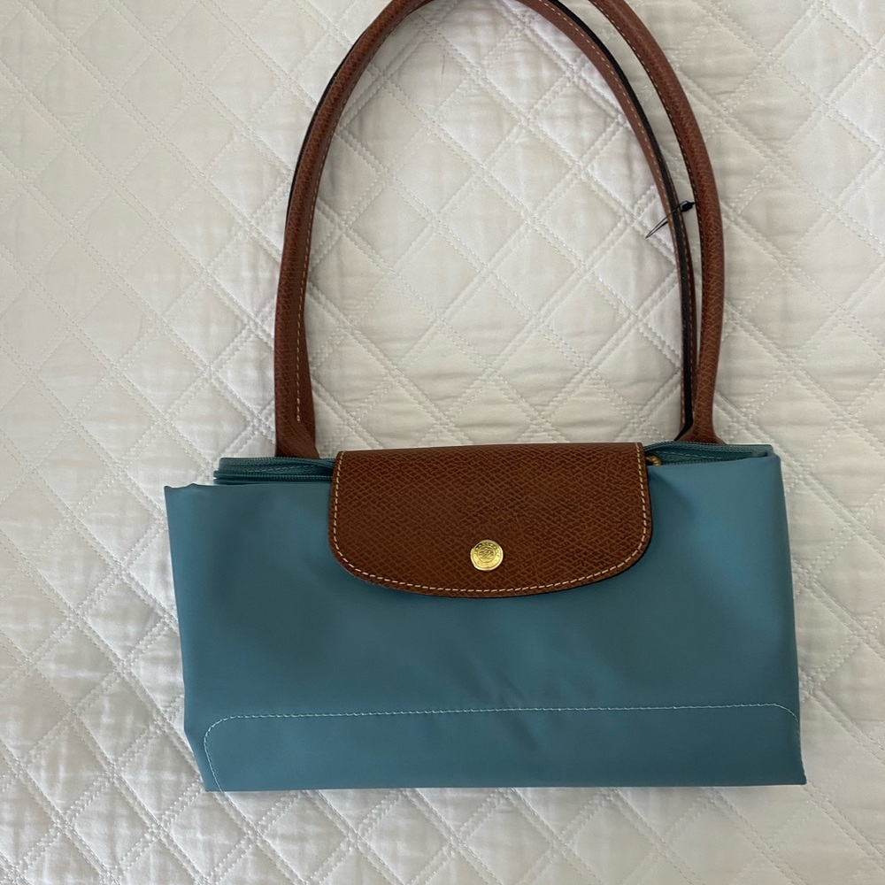 Elegant Blue and Brown Longchamp tote Bag - Picture 6 of 8
